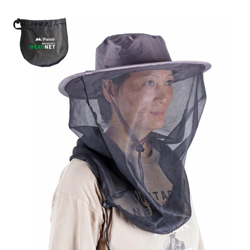 Mosquito Head Net Hat Sun Safari Hats with Hidden Net Mesh Mask for Fishing Hiking Camping Climbing (US, Alpha, Small, X-Large, Black)