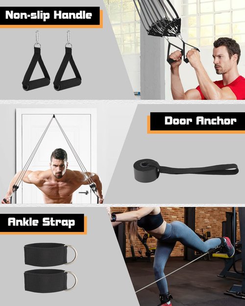 Fitense 6Pcs Resistance Bands, Workout Bands 270lbs, Exercise Bands with Handles/Door Anchor/Ankle Straps/Bag/Poster for Men, Heavy Resistance Bands for Working Out at Home