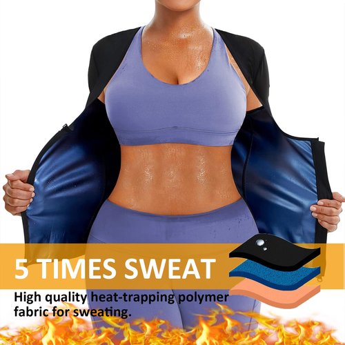BXVX Sauna Suit Shirt Waist Trainer Vest for Women Sweat Tank Top Shaper with Zipper XL