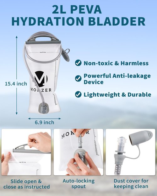 Mokzer Running Hydration Vest with a 2L Water Bladder, Hydration Pack Lightweight Water Backpack for Running Hiking Cycling Marathon Trail for Men Women (Grey (5L) - with a 2L Water Bladder, 5L)