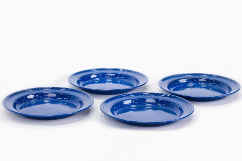 Enamelware for Camping and Backpacking - Camping Cookware Gear Essentials for Outdoor/Indoor Use and Backpacking Adventures (Made by Caddis Sports) (10 Inch Plate (4 Pack))