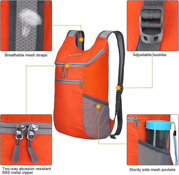 G4Free Lightweight Packable Hiking Backpack for Men Women Small Hiking Daypacks Foldable Shoulder Pack Casual Outdoor Bag 11L