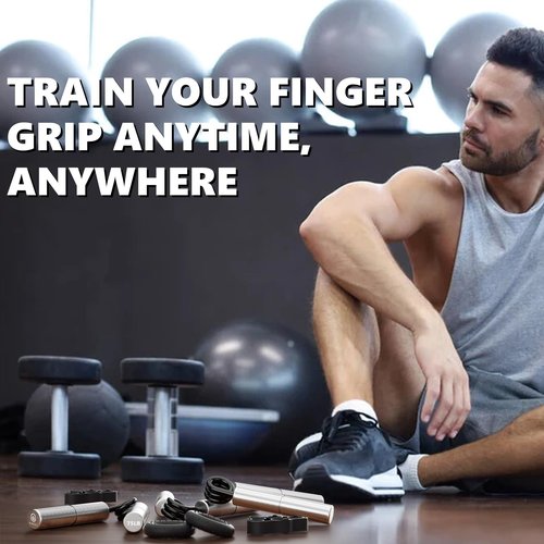 Professional Hand Grip Strengthener Trainer Kit, 125-175LB Metal Hand Gripper with 2 Finger Stretcher & 2 Grip Ring Wrist Foream Strengthener Exercise Workout Trainer for Professionals (Silver)