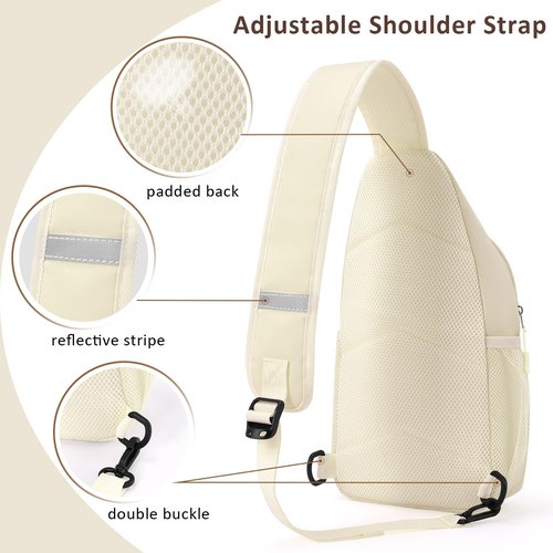 Tuwubi Crossbody Bags for Women Trendy,Sling Bag for Men with Adjustable Shoulder,Travel Essentials Backpack Suitable for Sports Running Traveling Hiking(Beige,Large)