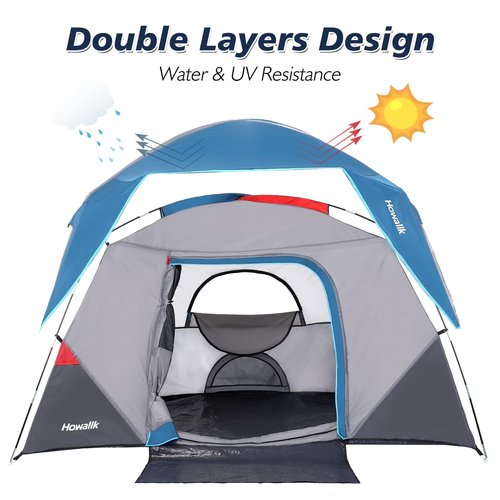 Camping Tent, Tent for Camping, Easy Set up Camping Tent for 4 Person Outdoor Traveling, Light Blue