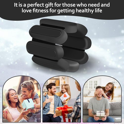 Adjustable Wrist & Ankle Weights Set of 2(1Lbs Each), Premium Silicone Wearable Weight Bracelets, Fits for Yoga, Pilates, Home Gym Workout, Dance, Pool Exercises, Jogging, Cardio, Strength Training (Black)