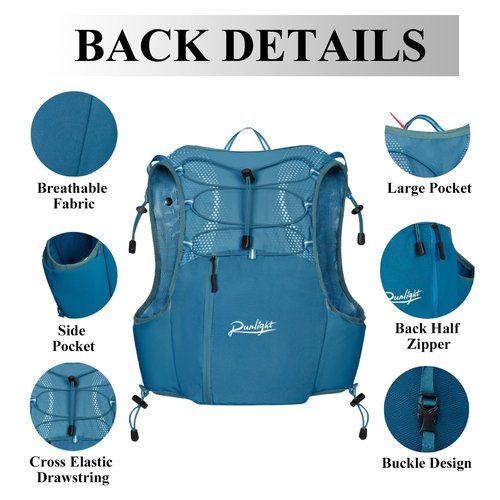 Runlight Running Hydration Vest Lightweight Hydration Backpack with 1.5L Water Bladder for Women Men Hiking Backpack Vest Pack for Cycling Race Marathon Camping