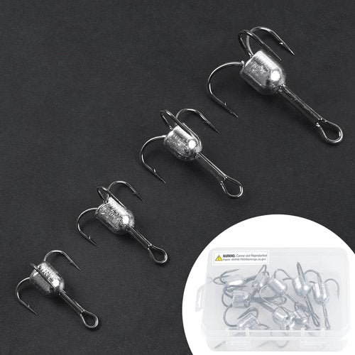 Snagging Hooks Large Weighted Treble Hooks Bunker Snag Hook with Weight for Trout Salmon Saltwater Fishing, 1oz-5/0 4pcs
