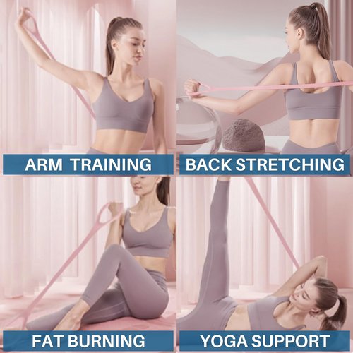 LEZER Figure 8 Resistance Band, Fitness Elastic Rope, Execrise Workout for Arm, Back, Chest and Shoulder, Yoga, Pilates, Stretching, Physical Therapy Equipment, Blue