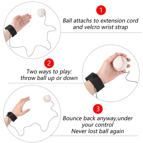 MIDELONG Wrist Return Ball, 2.4 Inch Wrist Balls on a String Rubber Rebound Bouncy Wristband Balls Sports Wrist Return Ball on Elastic String for Adult Wrist Exercise Play, Pack of 2
