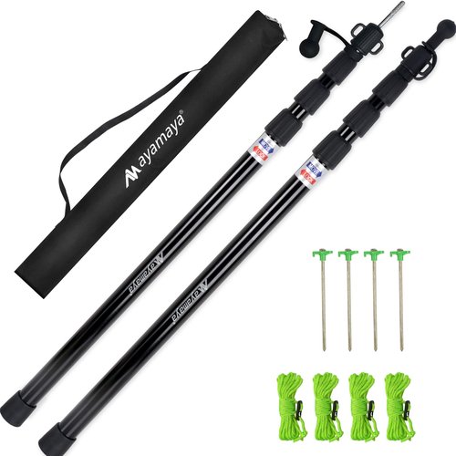 Car Tailgate Tarp & Tarp Poles, AYAMAYA 14 x 16 FT Extra Large Car Tent Tarp, Telescoping Camping Tent Poles Replacement