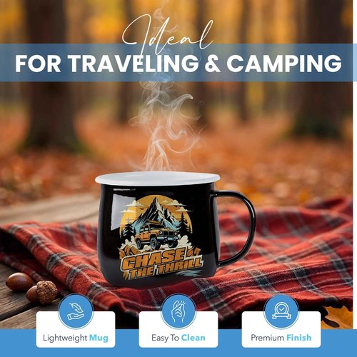 Toughty Enamel Camping Coffee Mug – Stainless Steel Portable Mug for Camping, Hiking, RV, Travel & Outdoor, Rust-Resistant & Lightweight, Durable Insulated Cup w/Handle – 12 oz, Multicolor, 4-Pack