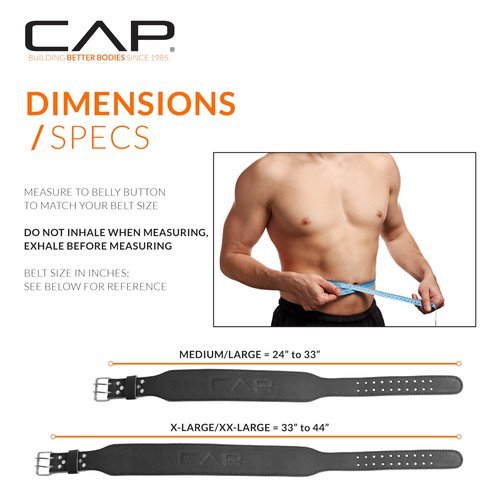 CAP Barbell Premium Leather Weightlifting Belt – Heavy-Duty Support for Squats, Deadlifts, and Core Stability(Large, 4in W x 47in L)