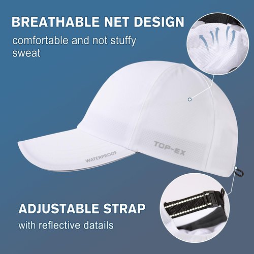 TOP-EX Large Waterproof Men Women Running Hydro Cooling Hat Baseball Cap for Big Heads White