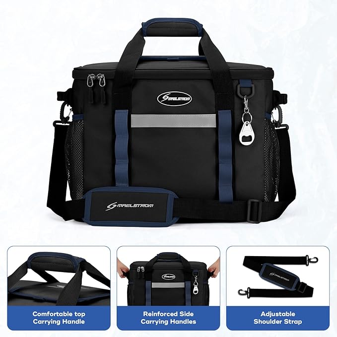 Maelstrom Soft Cooler Bag,Collapsible Soft Sided Cooler,24/30/60/75 Cans Beach Cooler,Ice Chest,Large Leakproof Camping Cooler,Portable Travel Cooler for Grocery Shopping,Camping,Road Trips