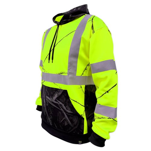 SafetyShirtz Men's SS360 Daybreak Camo - Class 3 - Type-R - Reflective Safety Hoodie, Yellow - X-Large