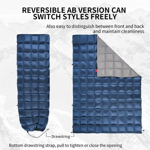 ROSE FEATHER Down Camping Blanket, Muti-Use Outdoor Travel Blanket, Puffy Sleeping Bag Blanket, Waterproof Packable Backpacking Quilt for Camping, Travel, Hammock, Airplane, Hiking, Picnic, 55''x79''