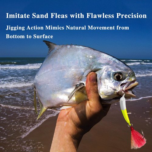 Odoor Fan 5 Pack Fishing Jig Heads, Swimbait Jigs Pompano Jigs with Teaser Hooks, Surf Fishing Jigs Saltwater Jig Heads Stand Up Jig High Carbon Steel O'Shaughnessy Hooks jigs 1/4oz Mixed Color