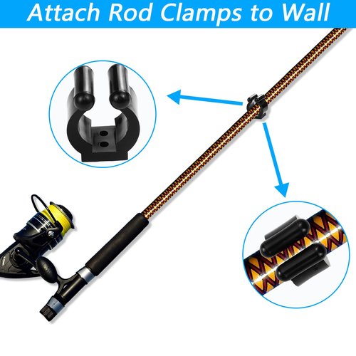40 PCS Fishing Rod Clips, Wall Mounted Fishing Rod Holders, Billiards Snooker Cue Locating Clip Holder, for Fishing-Rods Billiards Cues Storage Rack