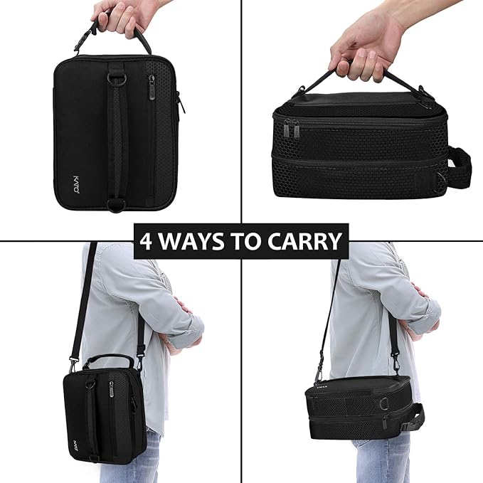 Expandable Insulated Lunch Bag, Leakproof Flat Lunch Cooler Tote with Shoulder Strap for Men and Women, Suitable for Work & Office by Tirrinia, Black