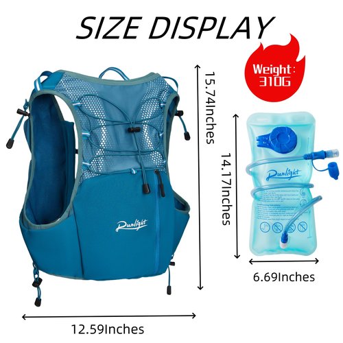 Runlight Running Hydration Vest Lightweight Hydration Backpack with 1.5L Water Bladder for Women Men Hiking Backpack Vest Pack for Cycling Race Marathon Camping