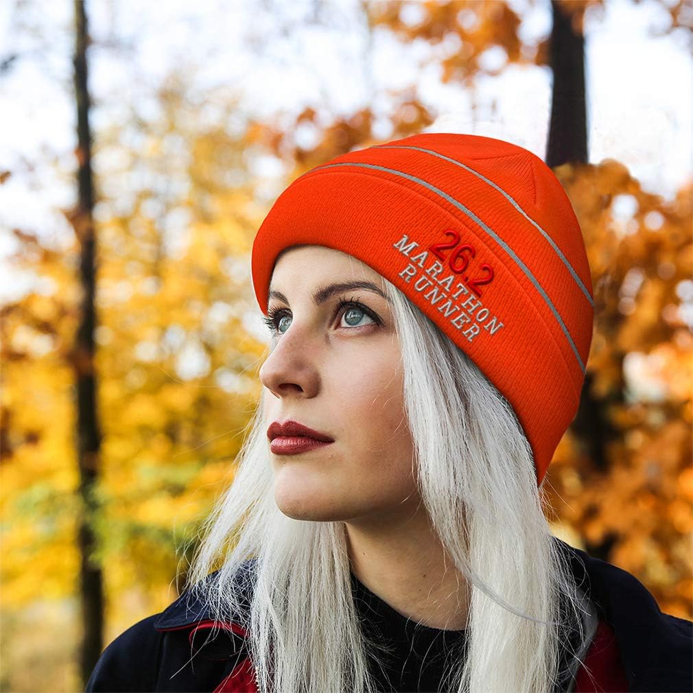 Reflective Beanie for Men & Women 26.2 Marathon Runner Run Embroidery 1 Size