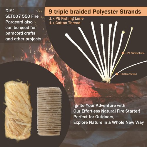 SET007 Oversized Flint & Steel Fire Starter Kit - 5" x 1/2" Ferro Rod, Large Ferro Rod Striker for Camping Emergency,25,000+ Sparks,550 Paracord Landyard, Drilled Flint for Survival, Hiking, Black