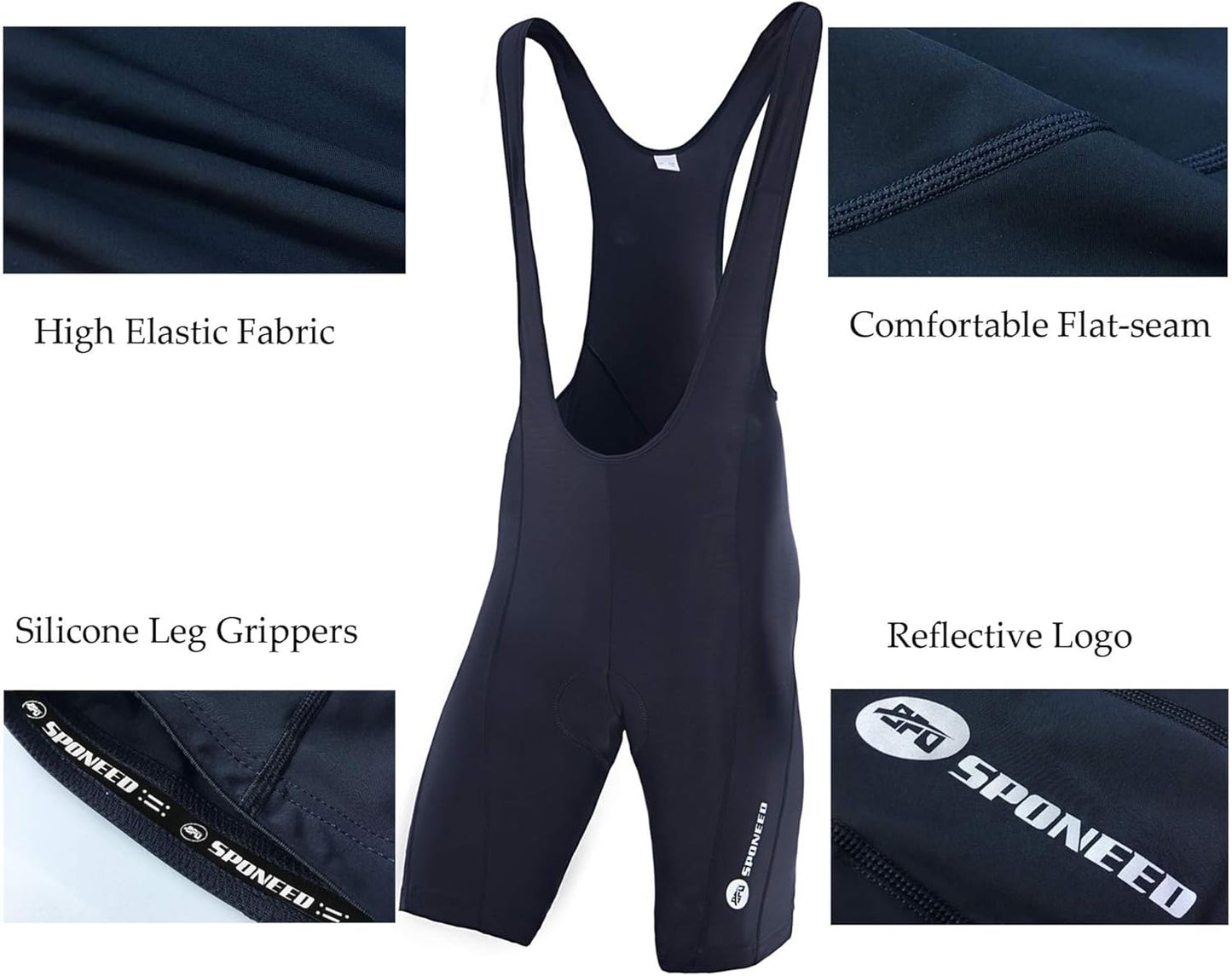 sponeed Cycling Bib Shorts Men Biker Bibs for Men Padded Breathable Racing Shorts UPF 50+