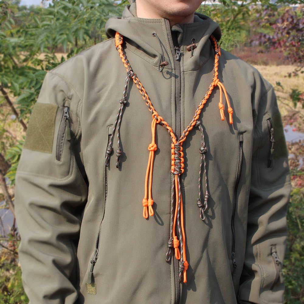 PSKOOK Duck Call Lanyard Paracord Hunting Goose Calls 12/16/20 Adjustable Loops Outdoor Predator Gear for Pheasant Waterfowl Hand Braided Necklace