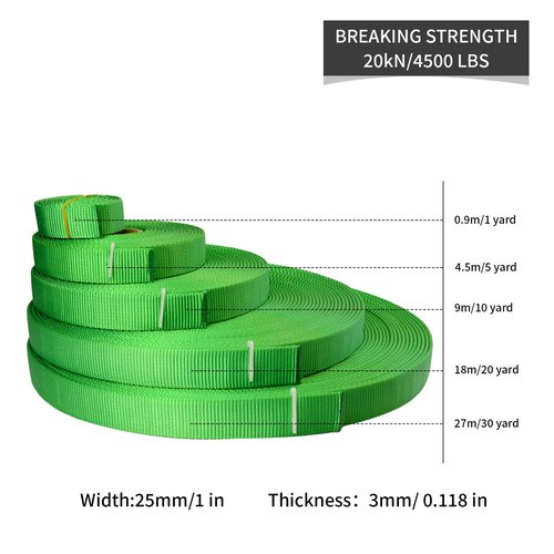 SEPEAK 1 inch Nylon Tubular Webbing, 20kN/4500 lbs, Heavy Duty Climbing Strap for Rescue, Outdoor Climbing, Firefighting, Rigging, Ziplining, Anchoring,Hanging,1pc,Green,5 Yard