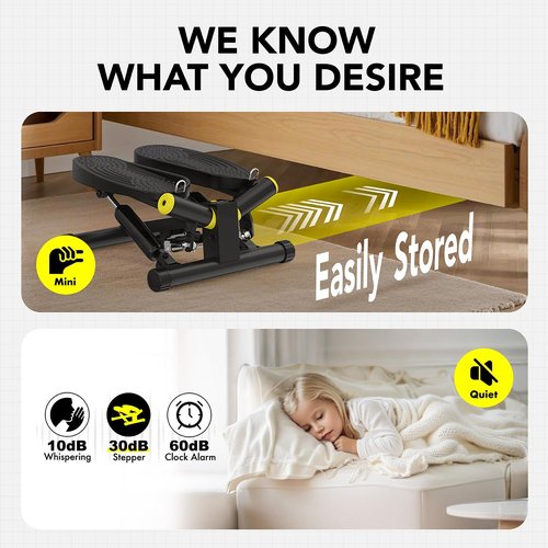 Mini Twist Stepper, Stepper Machine with 330LBS Weight Capacity, Mini Stair Stepper for Full Body Workout, Adjustable Step Height, Smooth and Quiet, Mini Stepper for Men Women