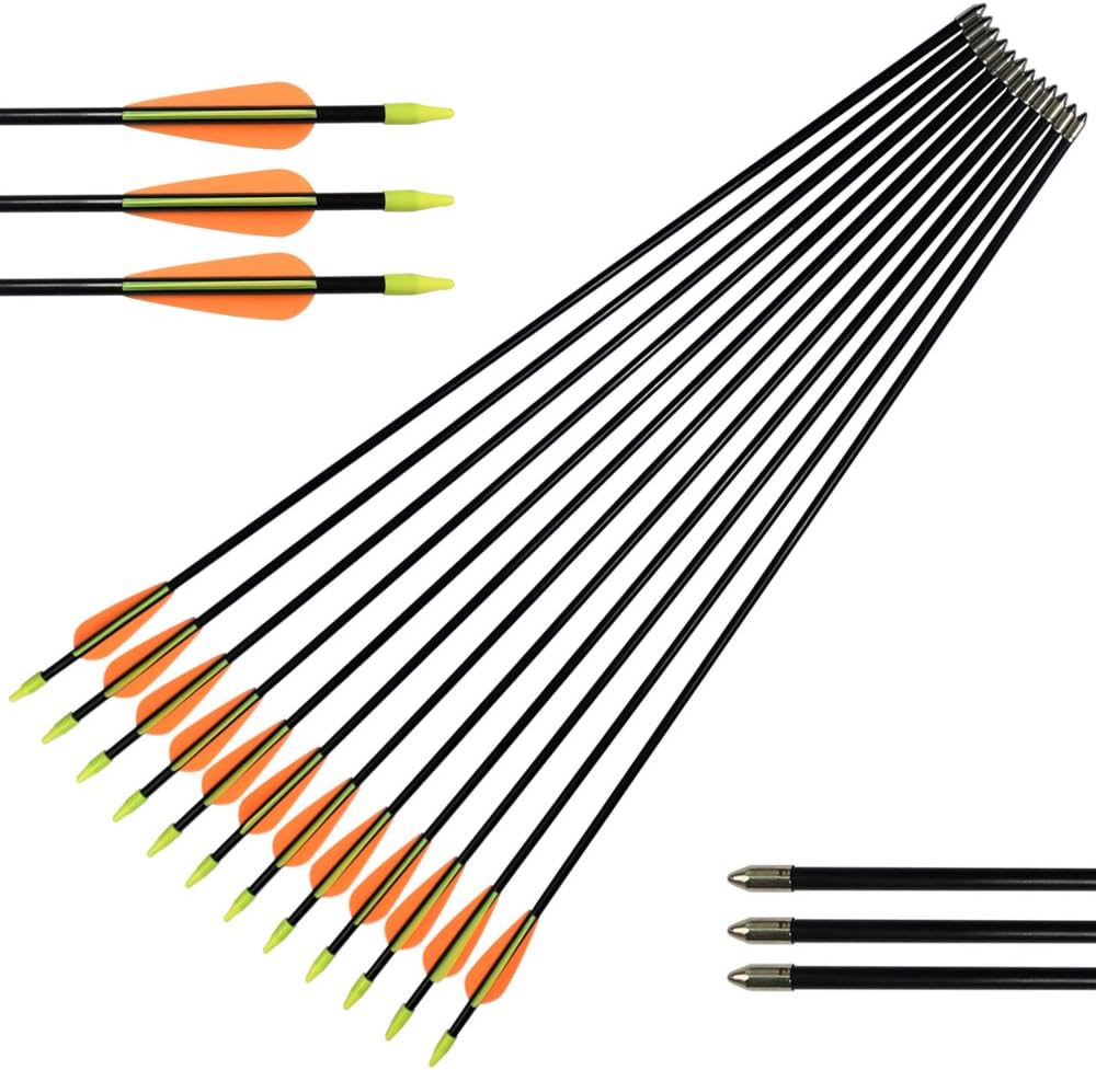 NIKA ARCHERY 24 26 28 30 Fiberglass Arrows for Youth Practise Recurvebow Compound Bow Shooting
