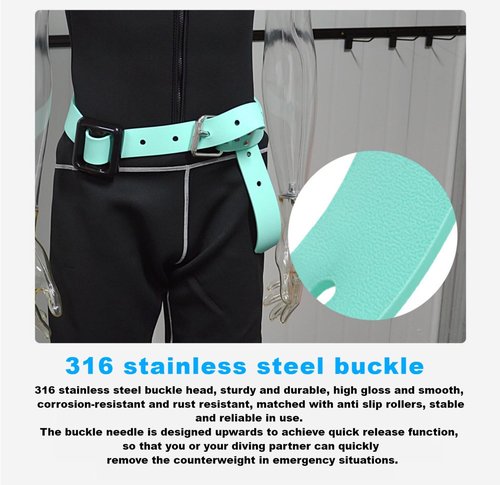 DIVJINGHAO Diving Weight Belt with Quick Release Stainless Steel Buckle Rubber Weight Belts for Free Diving, Spear Fishing Diving Belt 53 inches(1.35m) (black)