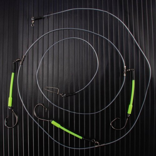 Dr.Fish 2 Pack Deep Drop Snapper Rig 6ft Bottom Fishing Rigs, 3 Circle Hooks with Glow Sleeves Saltwater Fishing Fluorocarbon Leader Line Wire for Halibut, Grouper Redfish 6/0 X 3