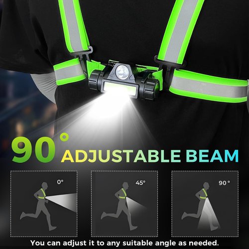 OMKHE Reflective Vest with LED Light, Running Lights for Runners Back Warning Light, High Visibility Running Gear with USB Charging for Walking Cycling, Adjustable for Men Women Kids