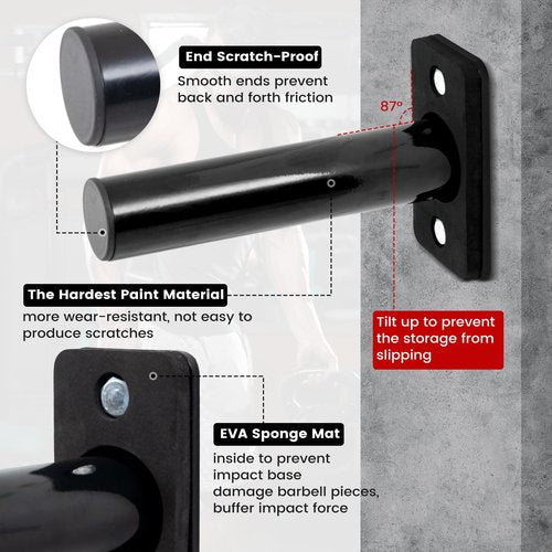 Wall Mounted Weight Plate Rack Storage, Steel Wall Mounted Weight Plate Holder Fits 2" Plates for Home Gyms, Garages, and Power Racks (Black-2pis)