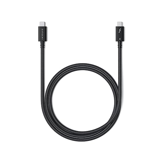 Satechi USB C Thunderbolt 4 (3.2ft/1m), USBC to USB-C Cable, Supports 8K Display, 40Gbps Data Transfer, 240W PD Charging, for iPhone 15 Pro, MacBooks, iPad Pro (Intel Thunderbolt Certified)