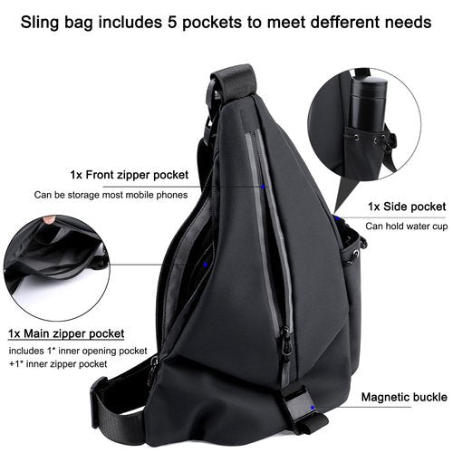 Qidelong Small Sling Bag Anti-Theft Crossbody Shoulder Chest Backpack Fanny Pack Personal Pocket Bags For Travel Hiking Sport (Dark Blue)
