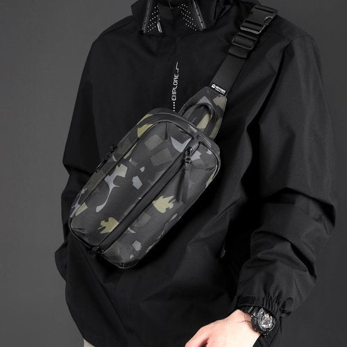 Adjustable Sling Bag for Men Women with Anti-theft Zipper,Multipurpose Crossbody Bags Chest Waist Belt,Water Resistant Fanny Pack Shoulder Hip Pack for Travel,Cycling,Work, Sport,Camo Green