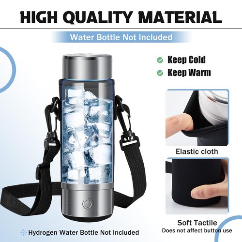 FillTouch 2 Pack Insulated Neoprene Water Bottle Holder Carrier with Adjustable Strap - Hands Free Sling Bag for 17oz/500ml Standard Bottles for Walking, Gym, Hiking, Commuting