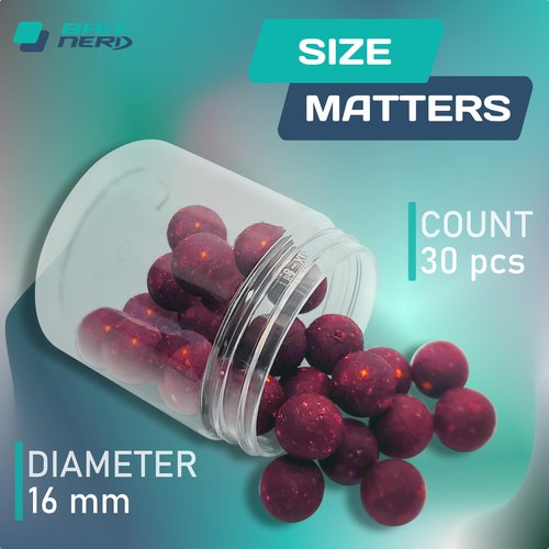 Bait Nerd 30pcs, 16mm, Strawberry Natural Premium Soluble Boilies | Carp Fishing Bait | for Hair Rig, Chod Rig, Flat Feeder | Carp, Buffalo, Catfish (Strawberry)