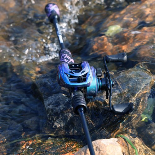 One Bass Fishing Rod Reel Combo, Colorful Fishing Reel, Spinning & Baitcasting Fishing Pole with SuperPolymer Handle-Casting- 6'0" -Right Handed