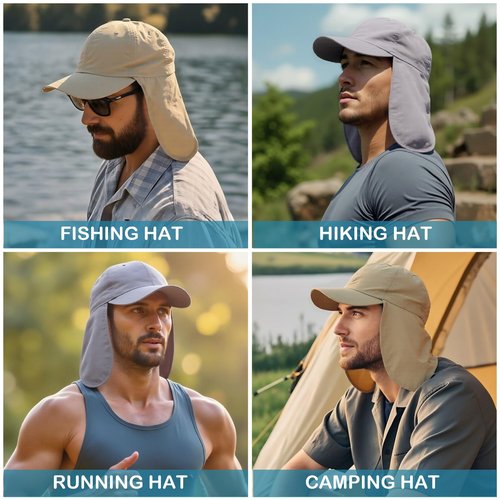 EINSKEY UPF 50+ Waterproof Sun Hat - Packable Unisex Baseball Cap with Neck Flap for Beach, Golf, Hiking, Fishing & Running Black