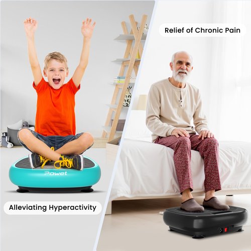 POWET Mini Vibration Plate Exercise Machine, Whole Body Workout Waver Vibration Plate for Lymphatic Drainage with 5 Setting Modes, 99 Speed Levels for Shaping, Toning - Green
