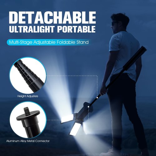 Portable Work Lights with Stand, Camping Light Tripod Stand, 270° Adjustable White/Warm/Nature White Work Lights On Stand, Telescopic Camping Lantern, Outdoor Work Lights for Hiking,Home Emergency
