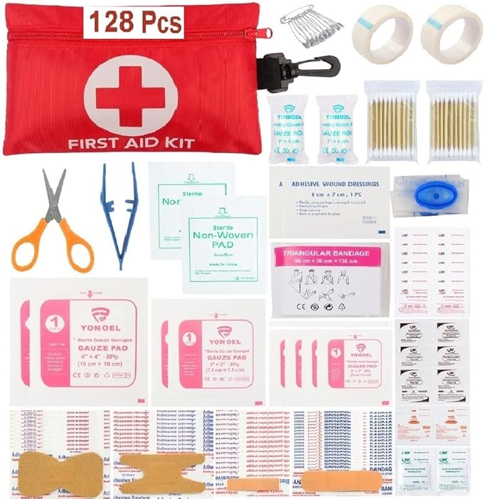 Galaxy 128 Pcs First Aid Kits for Survival Emergency Trauma Military Combat Tactical Hunting Camping Hiking IFAK EMT Bag (__128 Pcs Mini First Aid Kits)