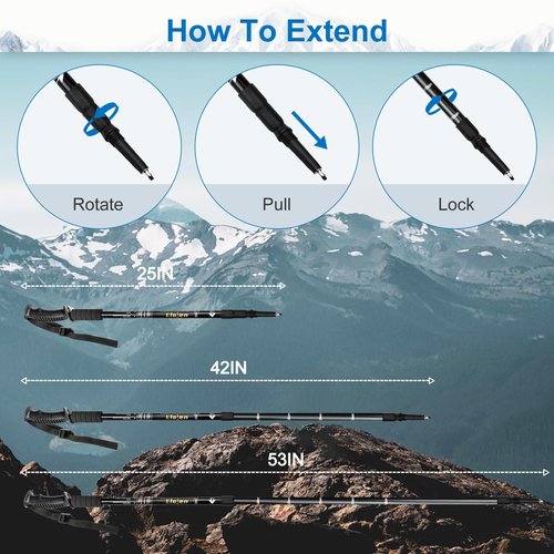 Ultralight Aluminum Trekking Poles-Collapsible Hiking Poles,Comfort Handle with Rubber Grips,Lightweight Folding Outdoor Walking Sticks for Adult&Children,Hiking,Camping,Backpacking-2 Packs