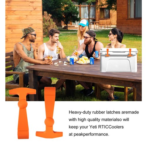 4Pack Cooler Latches Replacement for Yeti, RTIC Related Coolers, Premium Durable Rubber T- Latches Compatible with Yeti, RTIC Cooler Accessories (Orange)