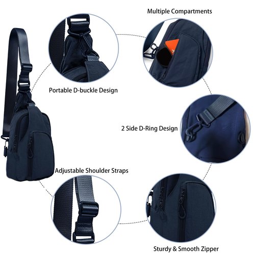 BAKLUCK Small Sling Bag for Women Men, Small Crossbody Sling Bag with Adjustable Straps Daily Chest Bag Lightweight Casual Backpack for Traveling Hiking Blue