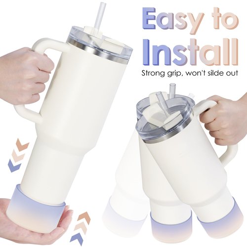 Clear Gradient Silicone Boot for Stanley Cup 40/30/20 oz, HydroJug Traveler 40/32 oz, IceFlow 30/20 oz - Bottom Protector Accessories, Light Gray & Light Brown